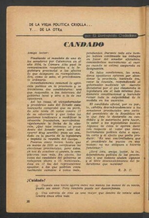 Candado : De la vieja política criolla y... de la otra
