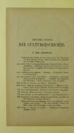 Dritter Cursus. Die Culturgeschichte