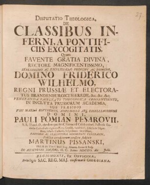 Disputatio Theologica, De Classibus Inferni, A Pontificiis Excogitatis