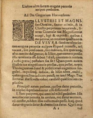 Consilivm Theologicum, Super insigni Quaestione, An Liceat Vltra Sortem Erogatae Pecvniae Accipere Pensiones