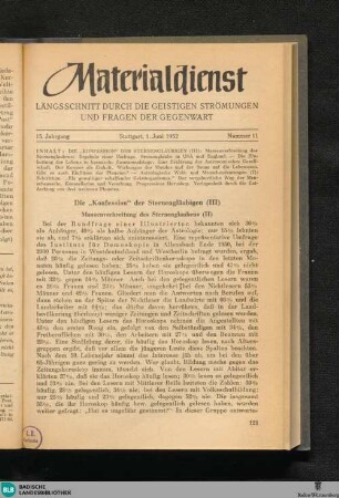 Materialdienst : Längsschnitt durch die geistigen Strömungen und Fragen der Gegenwart