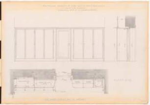 Preußischer Landtag, Berlin Umbau zum »Haus der Flieger«: Akademie für Luftfahrtforschung, Büro Raum 13 (Tür und Wandgestaltung): Ansicht, Schnitte, Grundriss 1:10