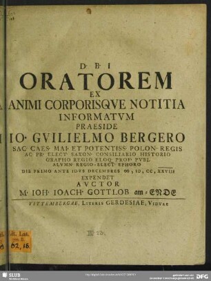 Oratorem Ex Animi Corporisque Notitia Informatum