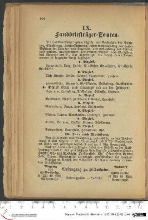 IX. Landbriefträger-Touren.