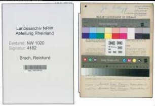 Entnazifizierung Reinhard Broch , geb. 16.12.1905 (Schlosser)