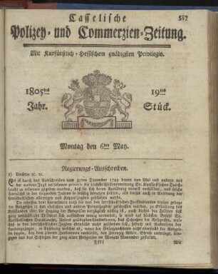 19tes Stueck, Montag den 6ten May 1805