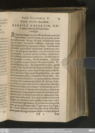 Epist. XLIII. Bruxellam. Remaclo Robertio, V. N. & Amico, Annonae Militaris Curatori Regio.