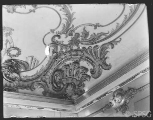 Potsdam, Neues Palais, Wohnung Friedrich II., Bibliothek, R.: 208, Deckendetail der Nordostecke.