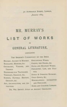 Mr. Murray's list of works