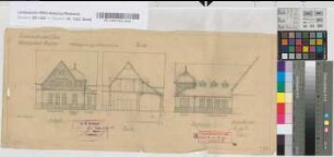 Empfangsgebäude [Bahnhof] Wengern: Ansichten, Schnitt, M. 1:100 Hge, Sknr.: 2, Fanr.: 11, Bunr.: 4