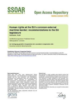 Human rights at the EU's common external maritime border: recommendations to the EU legislature