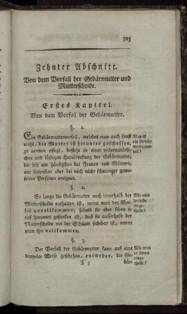 Zehnter Abschnitt. Von dem Vorfall der Gebärmutter und Mutterscheide.