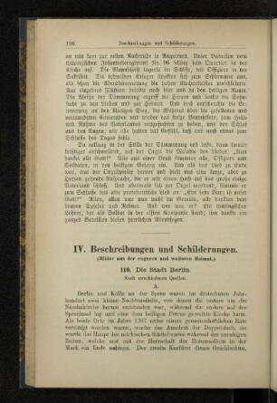 IV. Beschreibungen und Schilderungen.