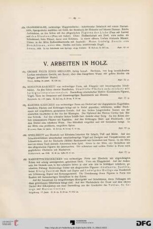 V. Arbeiten in Holz (Nr. 183-209)