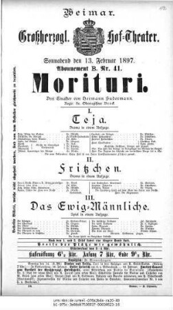 Morituri [Teja / Fritzchen / Das Ewig=Männliche]