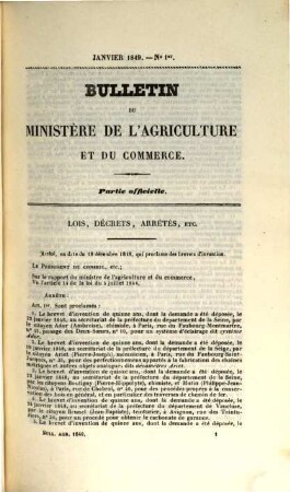 Bulletin du Ministère de l'Agriculture et du Commerce : partie officielle. 10. 1849
