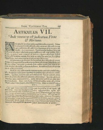 Articulus VII. Inde venturus est iudicatum Vivos & Mortuos.
