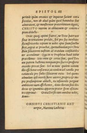 Omnibus Christianis Antverpiae, Martinus Lutherus.