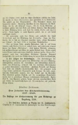 Die Anfänge der Kirchentrennung bis zum Reichstage zu Augsburg, 1530