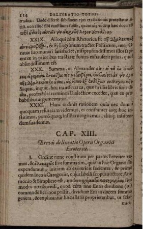 Cap. XIII. Brevis delineatio Operis organici Exoterici.