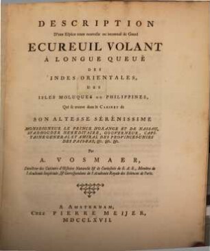 Description d'une espèce toute nouvelle ou inconnue de grand Ecureuil à longue queue