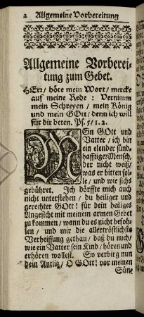 Allgemeine Vorbereitung zum Gebet. - Tägliche Fürbitte.