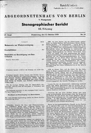 Nr. 18 (83), 15. Oktober 1970