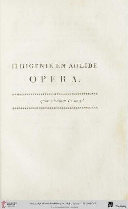 Iphigénie en Aulide. Opera.
