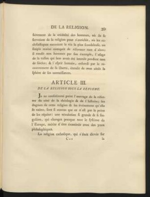 Article III. De La Religion Sous La Réforme.