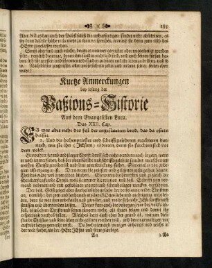 185-206, Kurtze Anmerckungen bey Lesung der Paßions-Historie