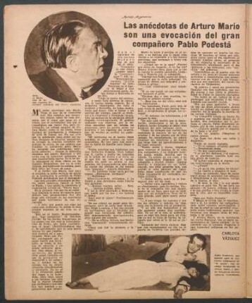 Las anécdotas de Arturo Mario son una evocación del gran compañero Pablo Podestá