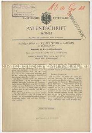 Patentschrift einer Neuerung an Wasserröhrenkessel, Patent-Nr. 39018