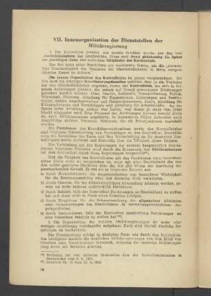 VII. Innenorganisation der Dienststellen der Militärregierung