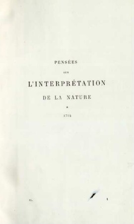 Pensées sur l'interprétation de la nature