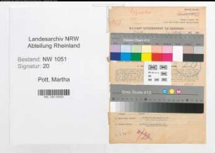 Entnazifizierung Martha Pott , geb. 06.02.1906 (Krankenschwester)