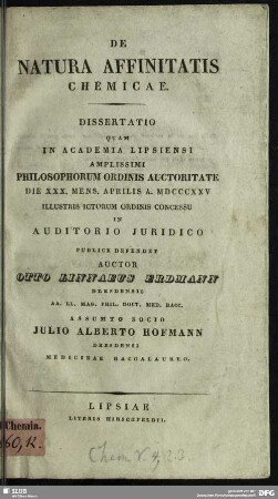 De Natura Affinitatis Chemicae : Dissertatio