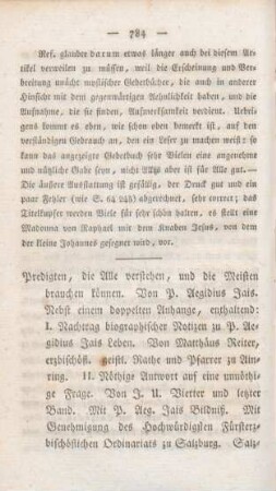 784-786 [Rezension] Jais, Aegidius, Predigten, die alle verstehen, und die meisten brauchen können