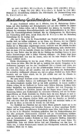 Hindenburg-Gedächtnisfeier im Johanneum.