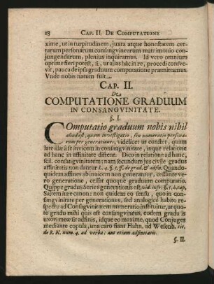 Cap. II. De Computatione Graduum In Consangvinitate.
