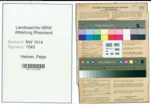 Entnazifizierung Peter Heinen , geb. 07.08.1914 (Arbeiter)