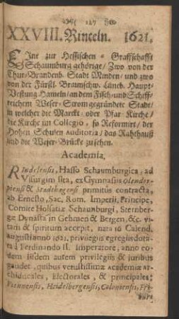 XXVIII. Rinteln. 1621