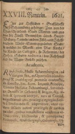 XXVIII. Rinteln. 1621