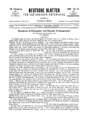 Klopstocks "Frühlingsfeier" und Uhlands "Frühlingslieder" : (Fortsetzung)