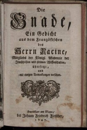 Die Gnade : Ein Gedicht