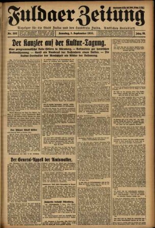 Erste Ausgabe vom Sonntag, den 03. September 1933.