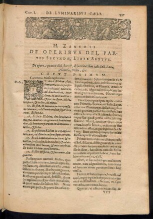 H. Zanchii De Operibus Dei, Partis Secundae, Liber Sextus.
