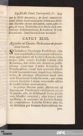 Caput XLIII. Appendix ad Canones Ordinationum praecedentis Concilii