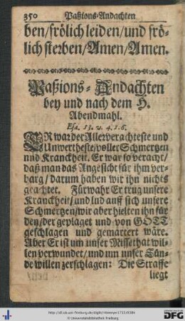 Paßions-Andachten bey und nach dem H. Abendmahl.