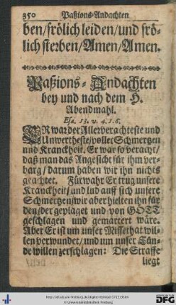 Paßions-Andachten bey und nach dem H. Abendmahl.