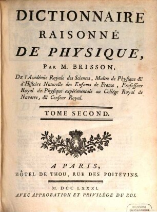 Dictionnaire Raisonné De Toutes Les Parties De La Physique, 2